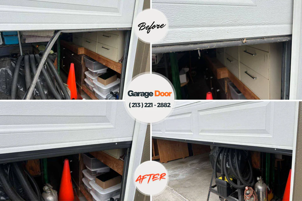 Before and after: garage door repair Peabody, KS